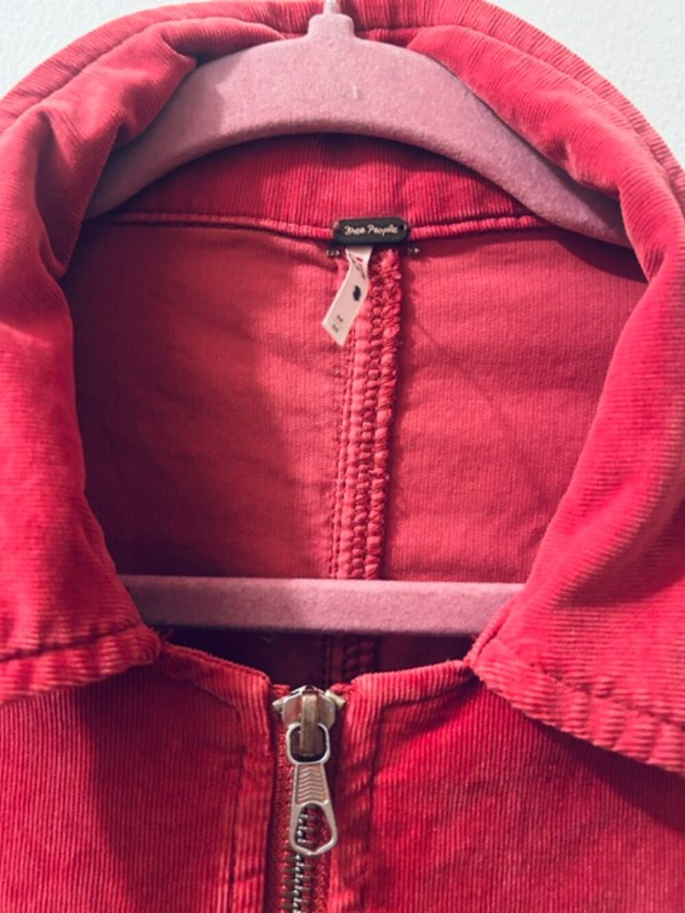 Free People Lennox Cherry Red Soft Stretch Corduroy Fitted Utility Jumpsuit - Picture 4 of 16